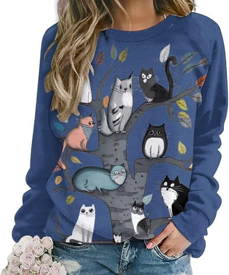 Plant Parent Hoodie - 3D Print Cute Cat Floral Sweatshirts