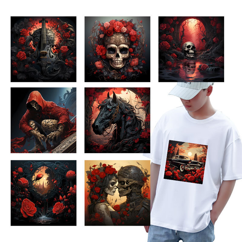 Plant Parent Hoodie - Friend Red Flower Skull Heat Transfer