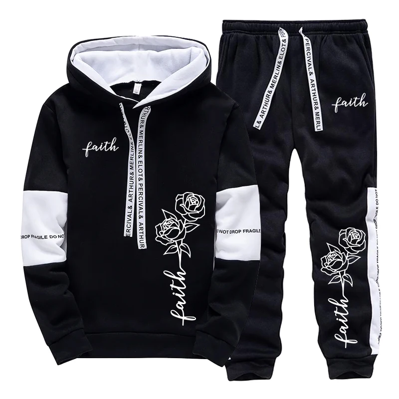 Plant Parent Hoodie - Faith Flower Print Hoodie and Sweatpants